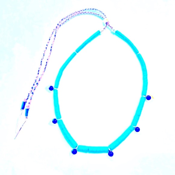 💧NWOT Lizzie Fortunato Necklace💧Turquoise 14k Plated & Black Onyx💧Adjustable💧 - Picture 6 of 11